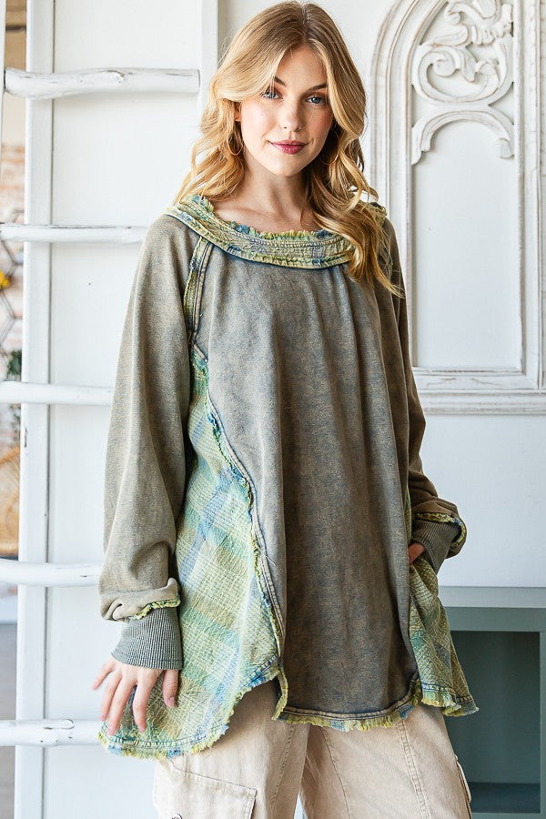 Oli & Hali Mineral Washed Round Hem Terry Top