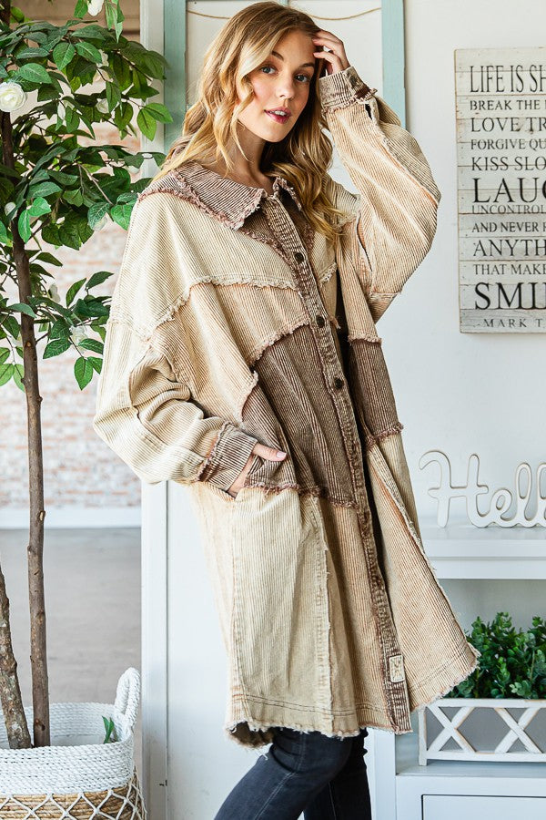 Oli & Hali Washed Colorblocked Oversized Jacket