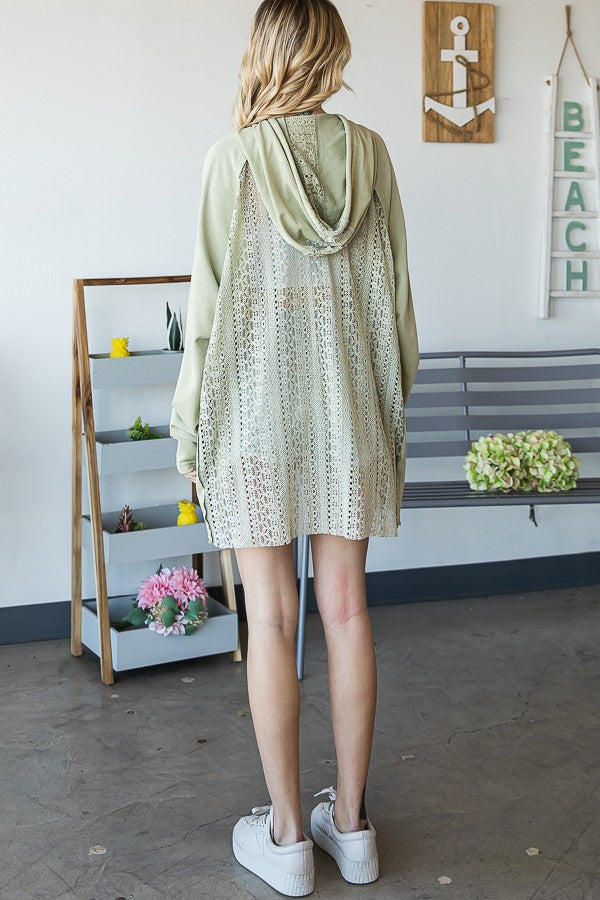 Oli & Hali Mineral Washed Lace Zip Jacket