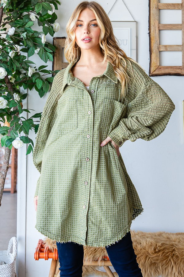 Oli & Hali Washed Fabric Mixed Shirt Top