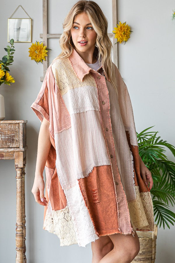 Oli & Hali Fabric Mixed Shirt Jacket