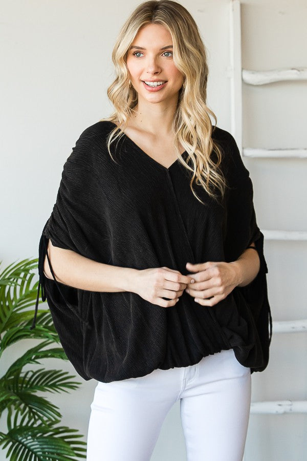 Oli & Hali Ruched Shoulder Overlap Top