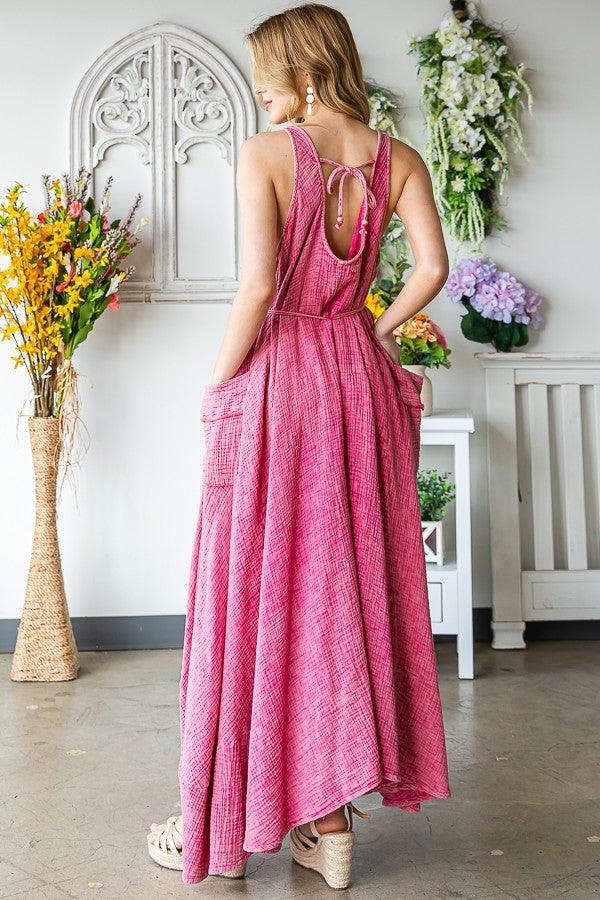 Oli & Hali Washed Sleeveless Oversized Pockets Dress