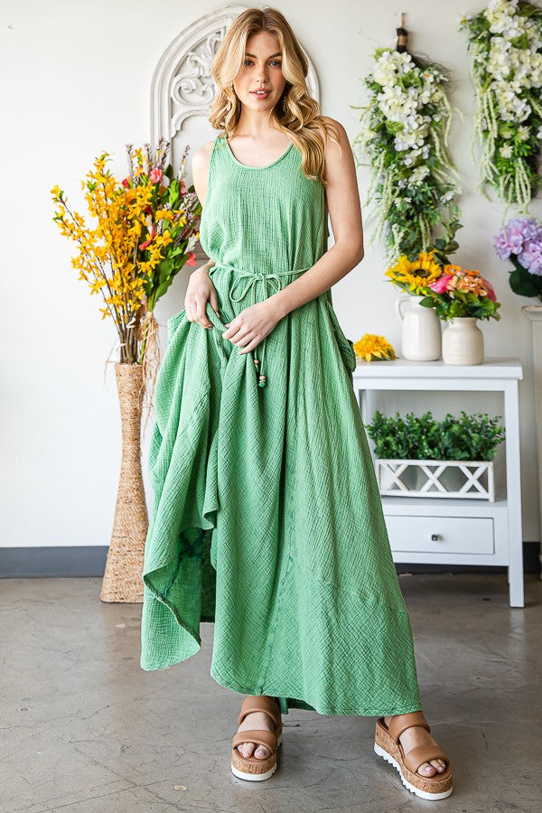 Oli & Hali Washed Sleeveless Oversized Pockets Dress