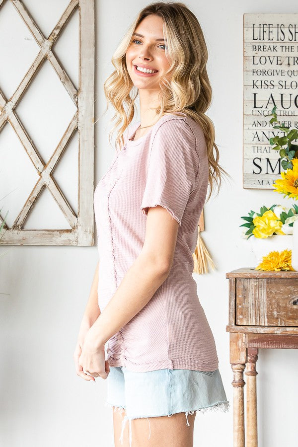 Oli & Hali Washed Cinched Short Sleeve Top