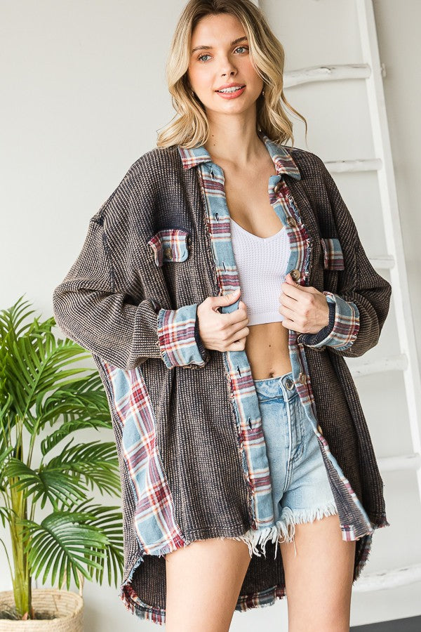 Oli & Hali Washed Waffle Thermal Knit Jacket