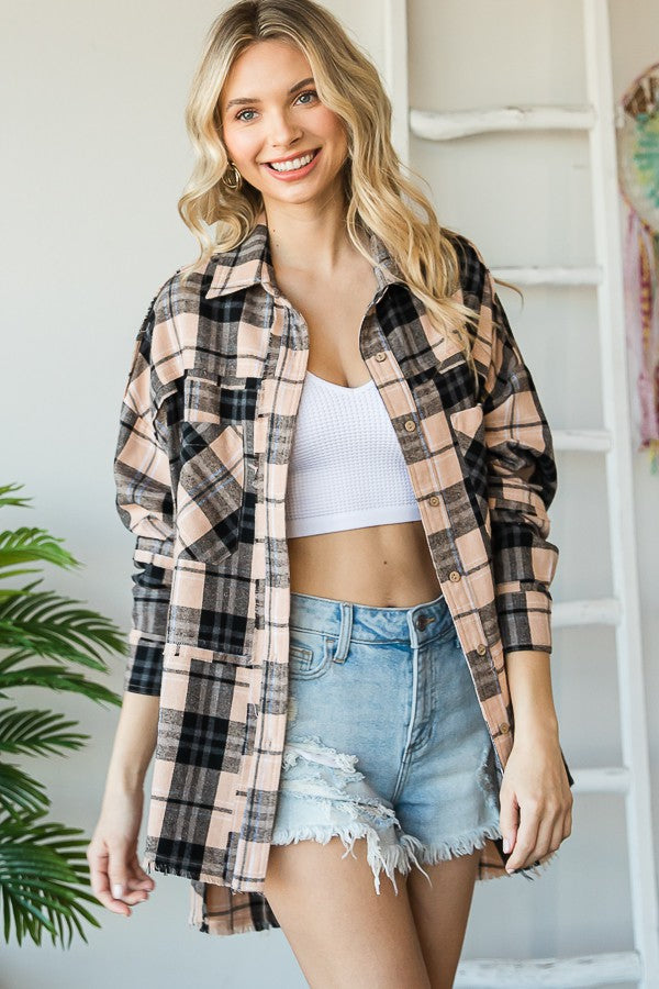 Oli & Hali Mineral Washed Flannel Shirts Top