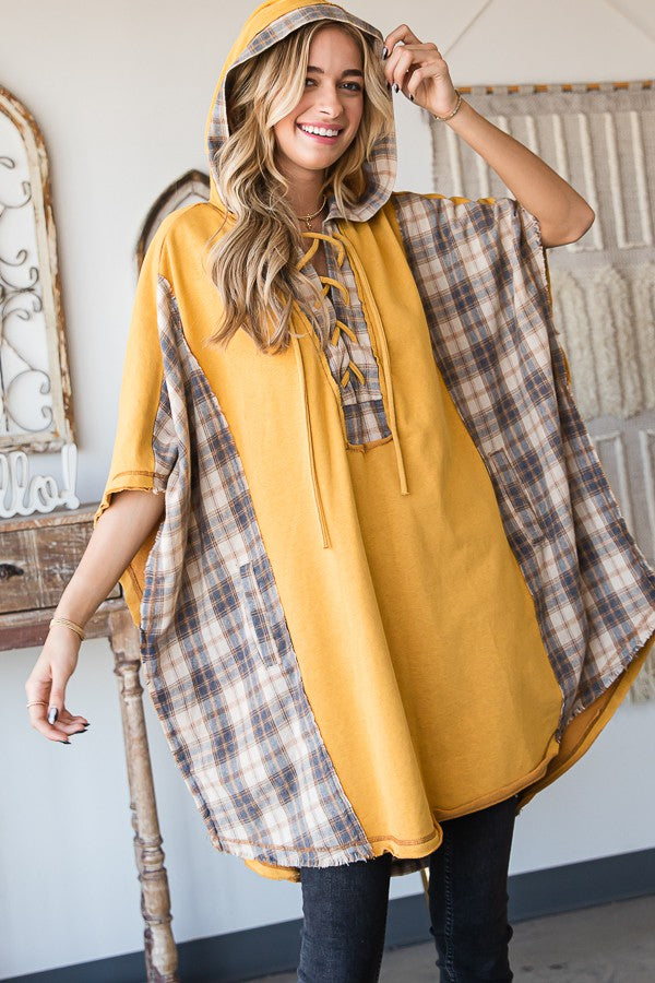 Oli & Hali Mineral Washed Mix Match Plaid Pocketed Top