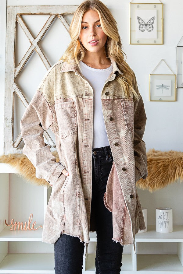 Oli & Hali Mineral Washed Star Print Distressed Jacket