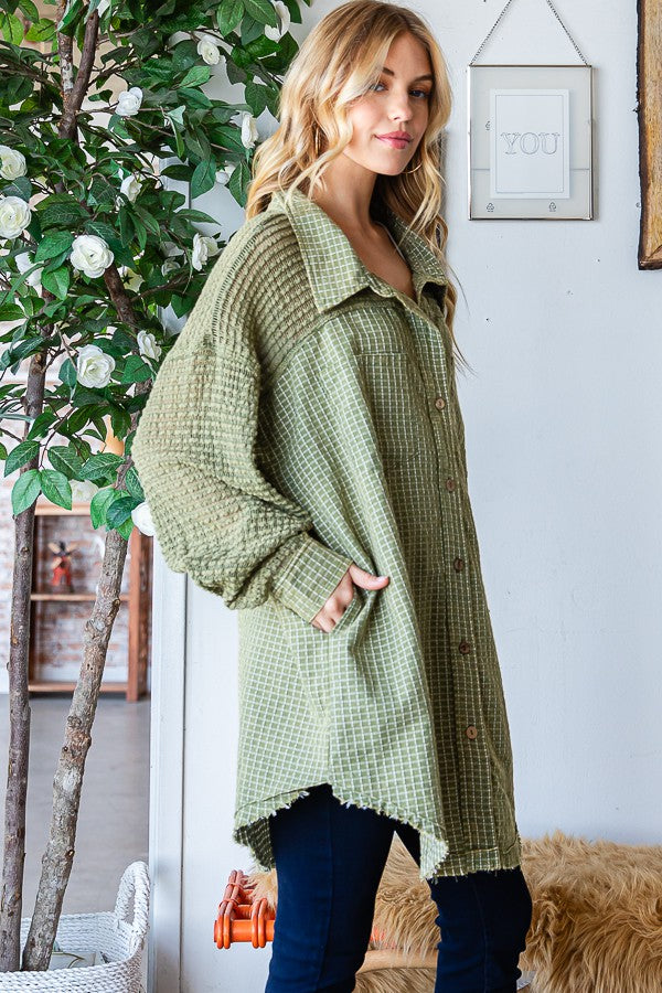 Oli & Hali Washed Fabric Mixed Shirt Top