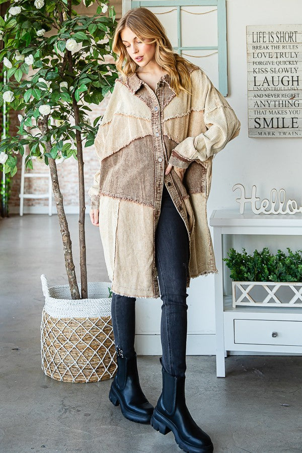 Oli & Hali Washed Colorblocked Oversized Jacket