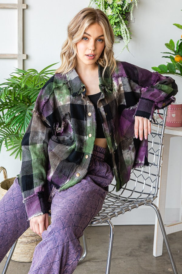 Oli & Hali Multi Color Dyed Buffalo Check Shirt Top