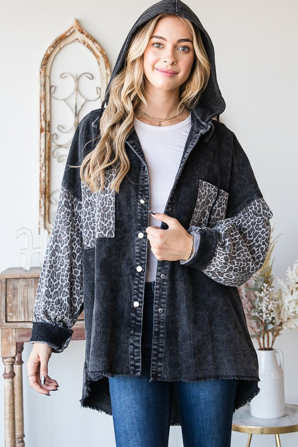 Oli & Hali Mineral Washed Leopard Print Jacket