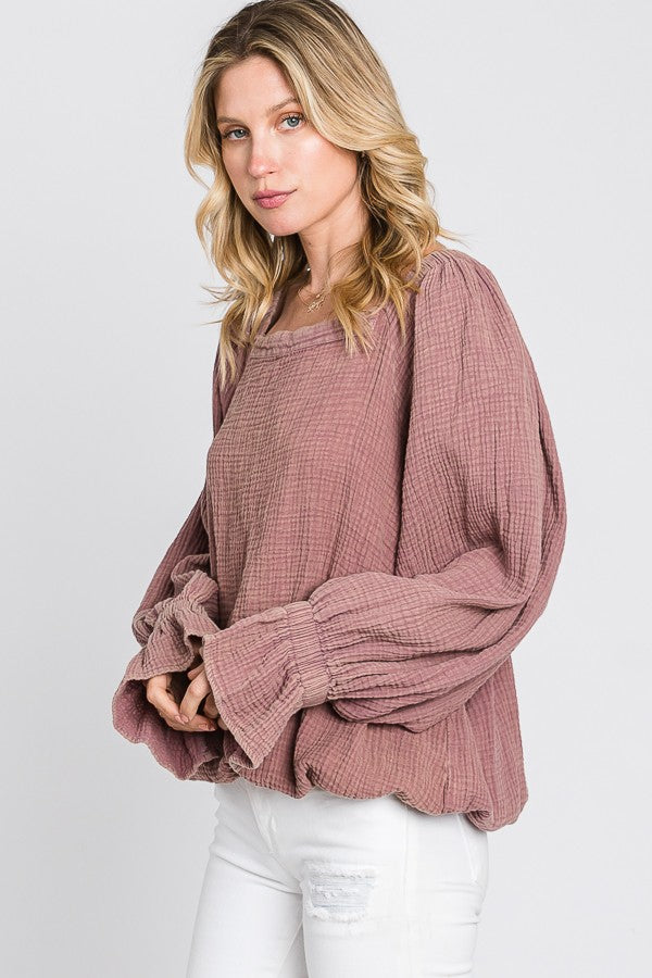 Oli & Hali Mineral Washed Double Gauze Top