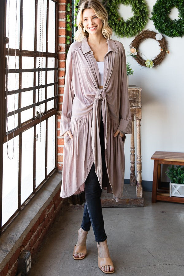 Oli & Hali Mineral Washed Tie Front Top