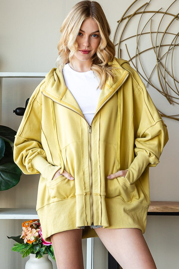 Oli & Hali Washed Hood Zip Up Jacket