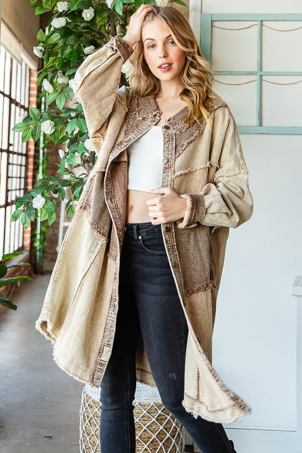 Oli & Hali Washed Colorblocked Oversized Jacket