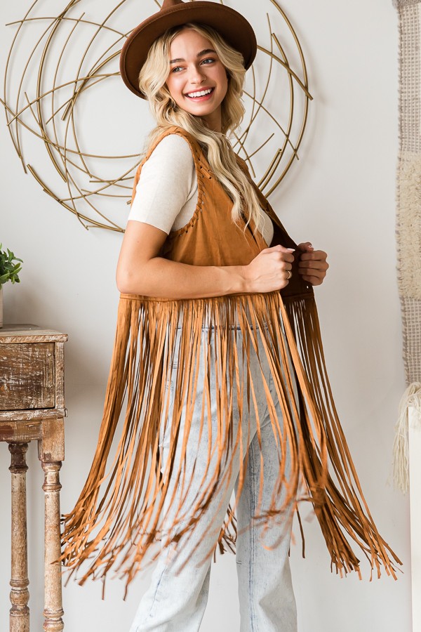 Oli & Hali Long Fringe Vest Jacket