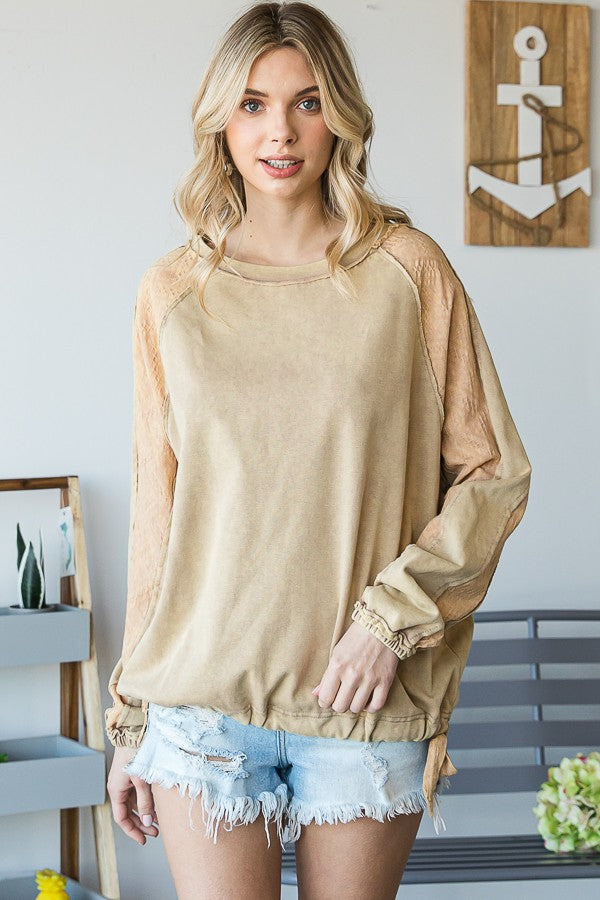 Oli & Hali Mineral Washed Side-Tie Pullover Top