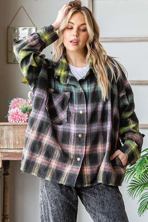 Oli & Hali Multi Color Plaid Shirt Jacket
