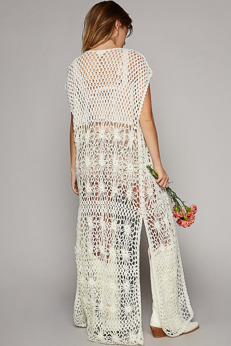 POL Handmade Sleeveless Long Lightweight Cardigan Top