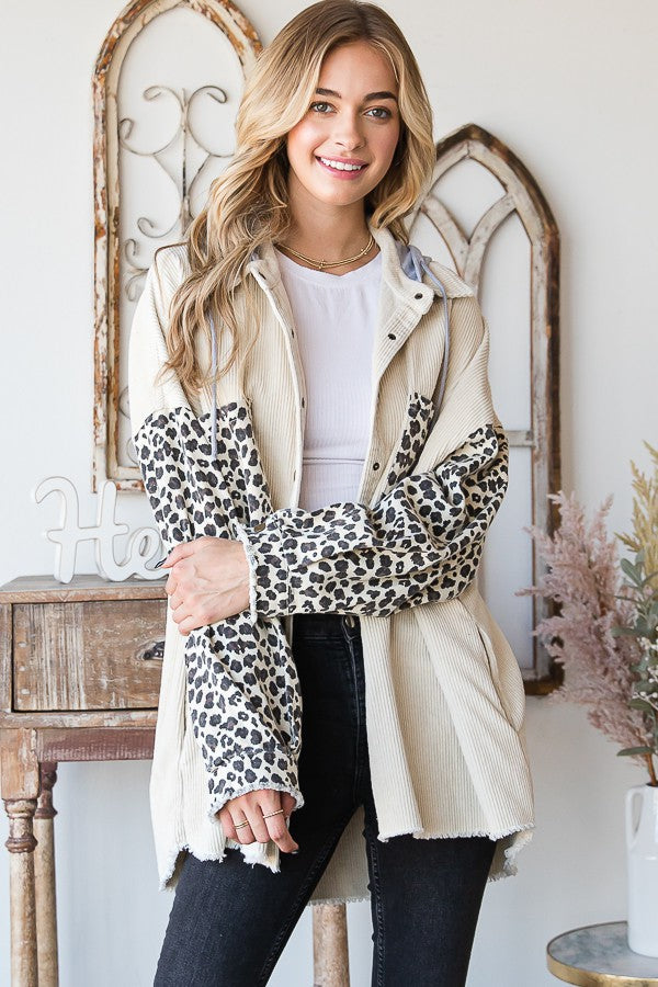 Oli & Hali Mineral Washed Leopard Print Jacket