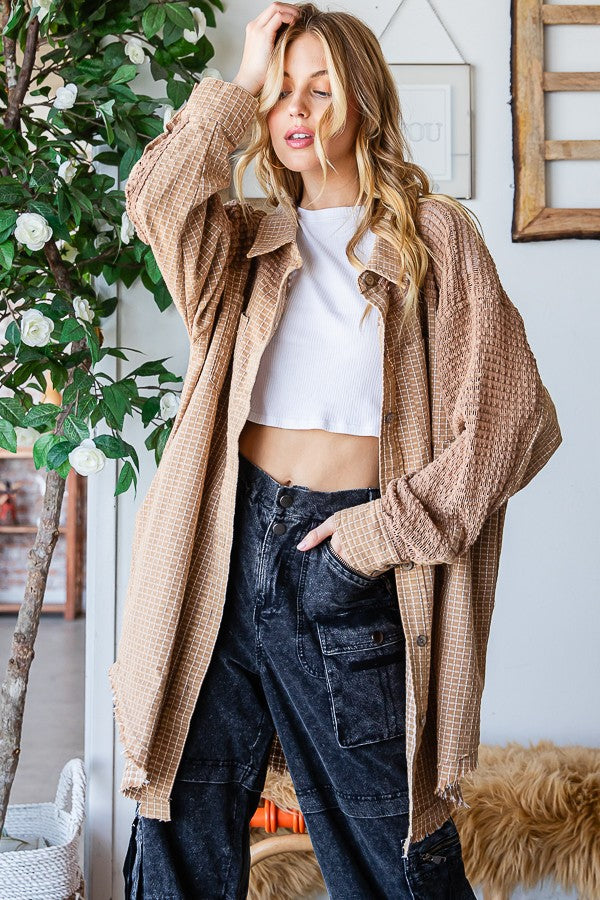 Oli & Hali Washed Fabric Mixed Shirt Top