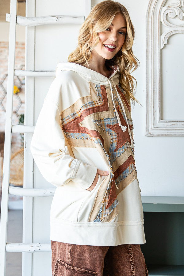 Oli & Hali Washed Star Patched Hoodie Jacket