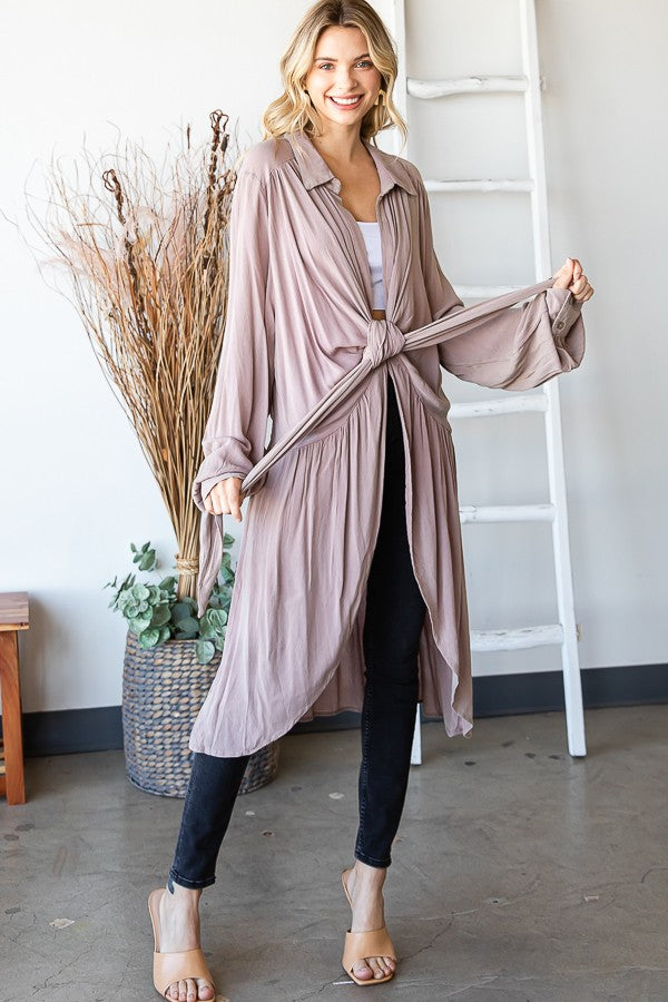 Oli & Hali Mineral Washed Tie Front Top