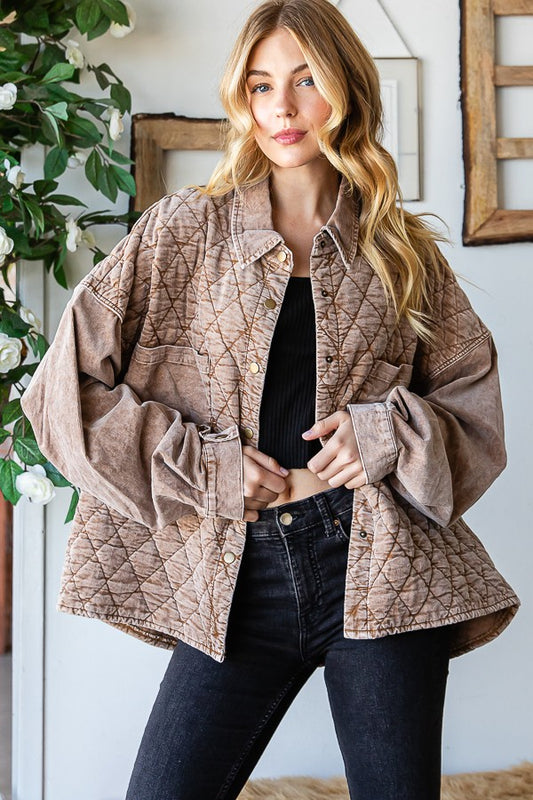 Oli & Hali Corduroy Mineral Washed Shacket Jacket