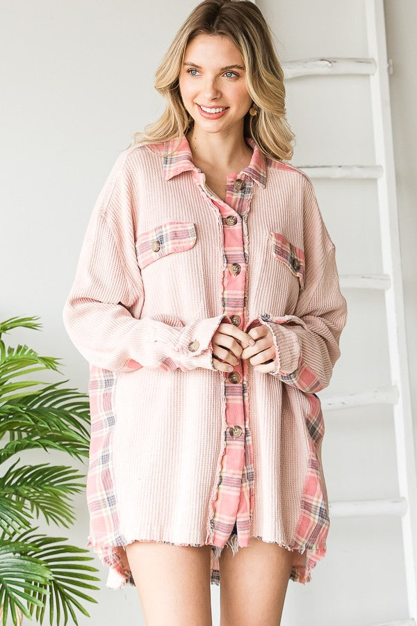 Oli & Hali Washed Waffle Thermal Knit Jacket