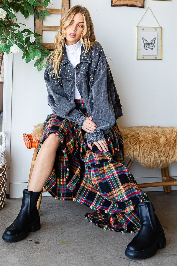 Oli & Hali Stone On Shouder Color Denim Jacket