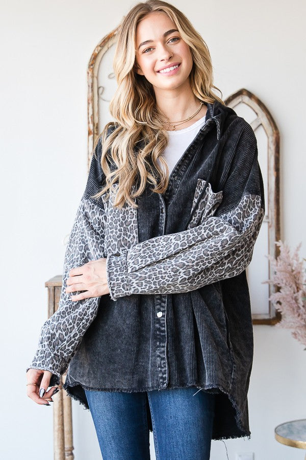 Oli & Hali Mineral Washed Leopard Print Jacket