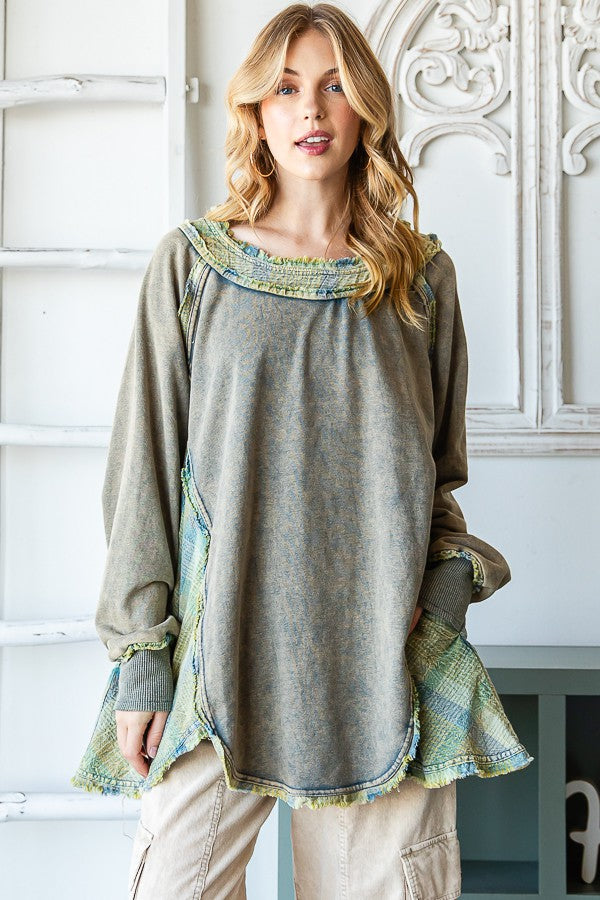 Oli & Hali Mineral Washed Round Hem Terry Top