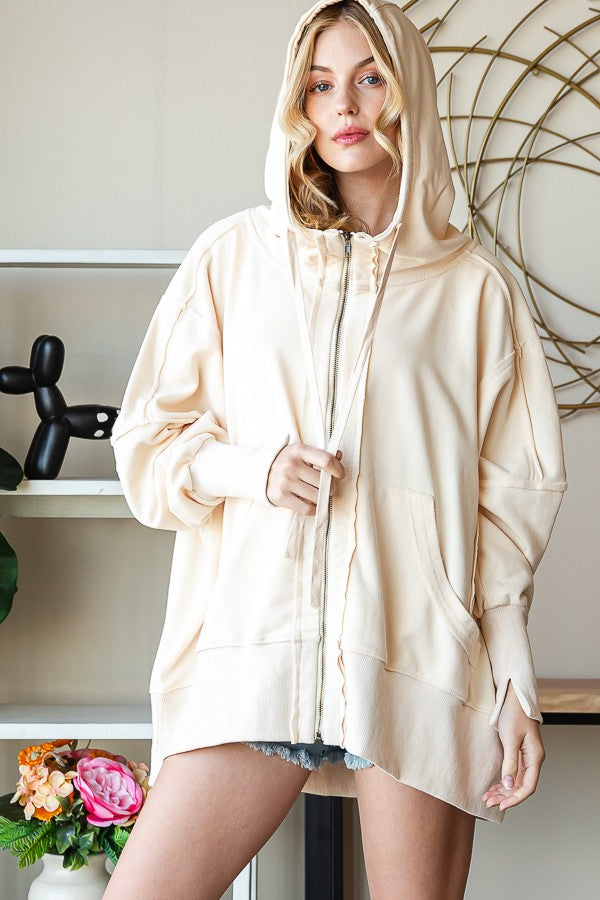 Oli & Hali Washed Hood Zip Up Jacket