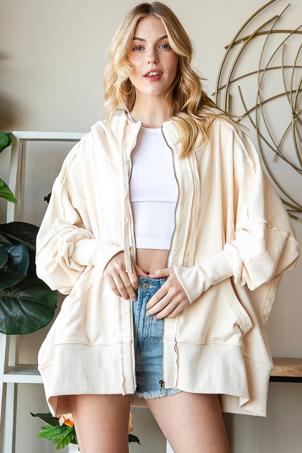 Oli & Hali Washed Hood Zip Up Jacket