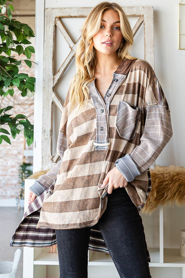 Oli & Hali Mineral Wasehd Stripe Tee Top