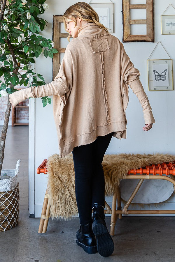 Oli & Hali Washed Turtle Neck Poncho Jacket