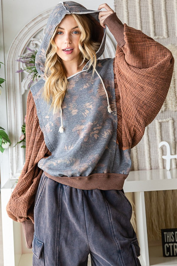 Oli & Hali Mineral Washed Print Hoodie Jacket