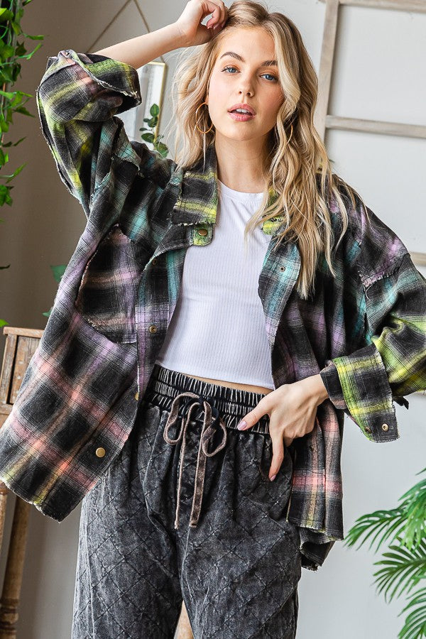 Oli & Hali Multi Color Plaid Shirt Jacket