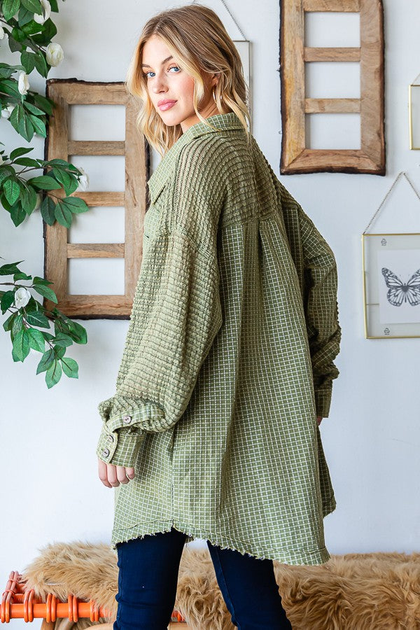 Oli & Hali Washed Fabric Mixed Shirt Top