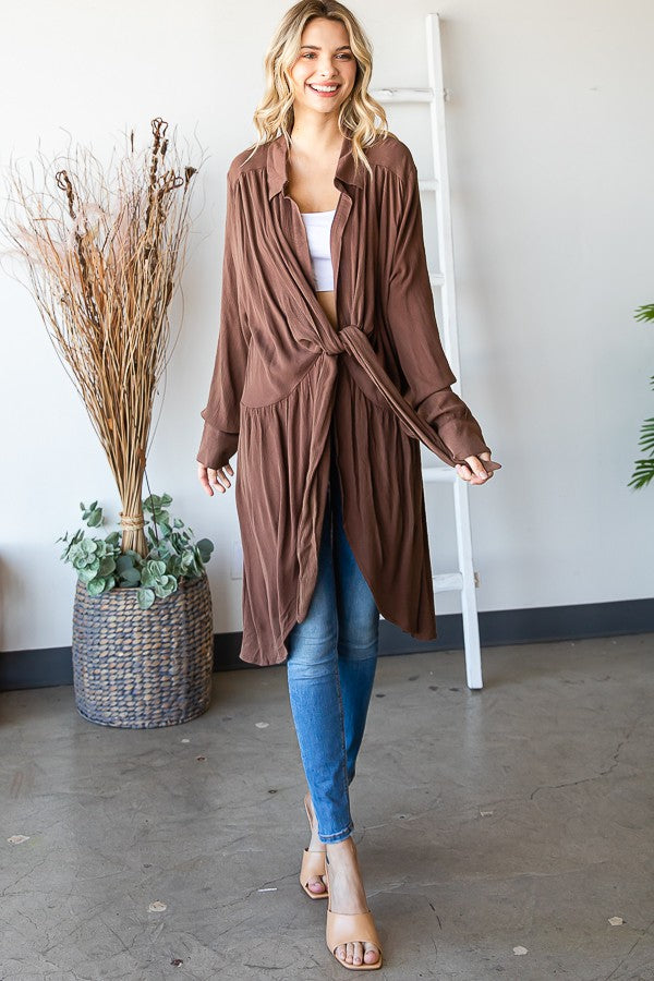 Oli & Hali Mineral Washed Tie Front Top