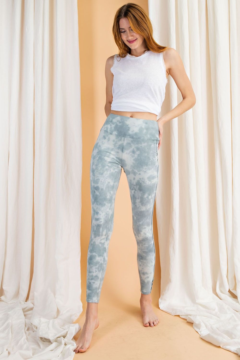 Easel Tie Dye Washed High Rise Waist Lightweight Leggings Pants - Roulhac Fashion Boutique