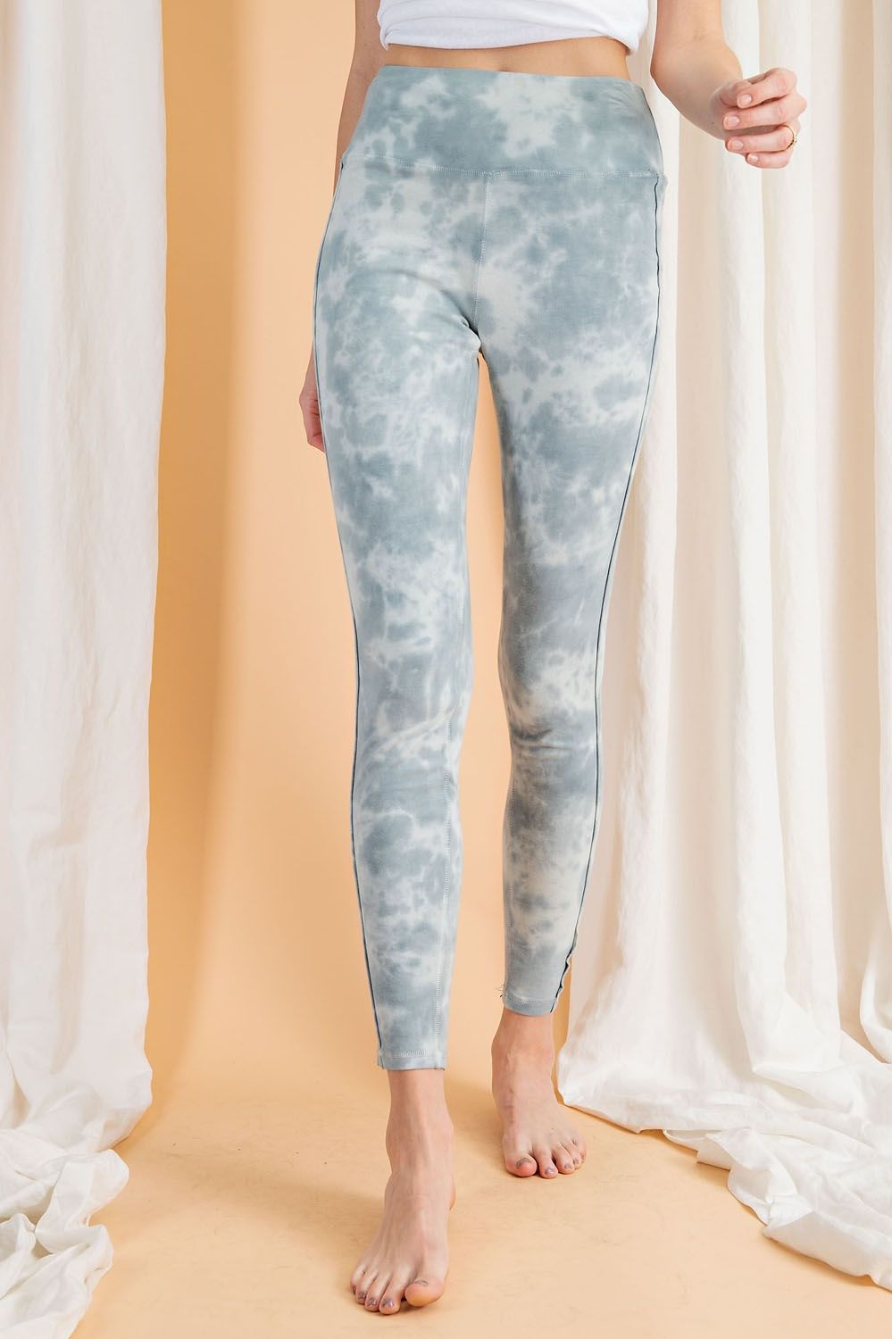 Easel Tie Dye Washed High Rise Waist Lightweight Leggings Pants - Roulhac Fashion Boutique
