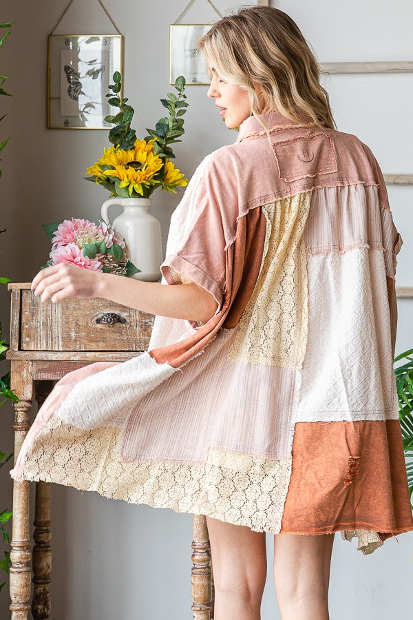 Oli & Hali Fabric Mixed Shirt Jacket