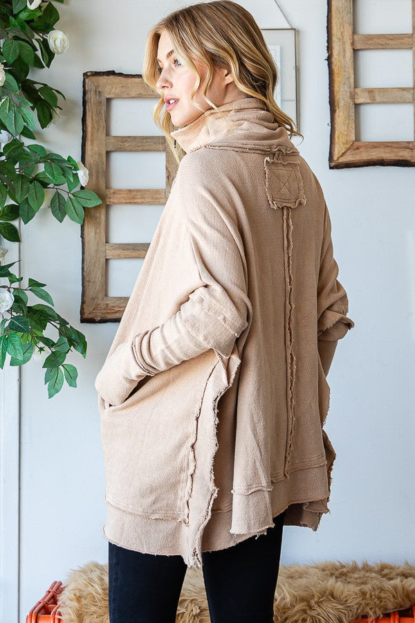 Oli & Hali Washed Turtle Neck Poncho Jacket