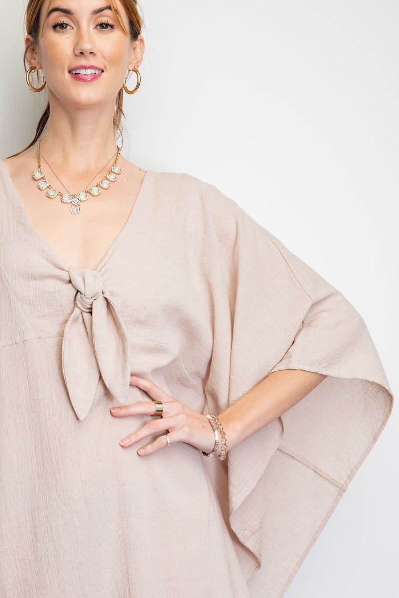 Easel Cotton Gauze Duster Deep V Neckline Lightweight Maxi Dress - Roulhac Fashion Boutique