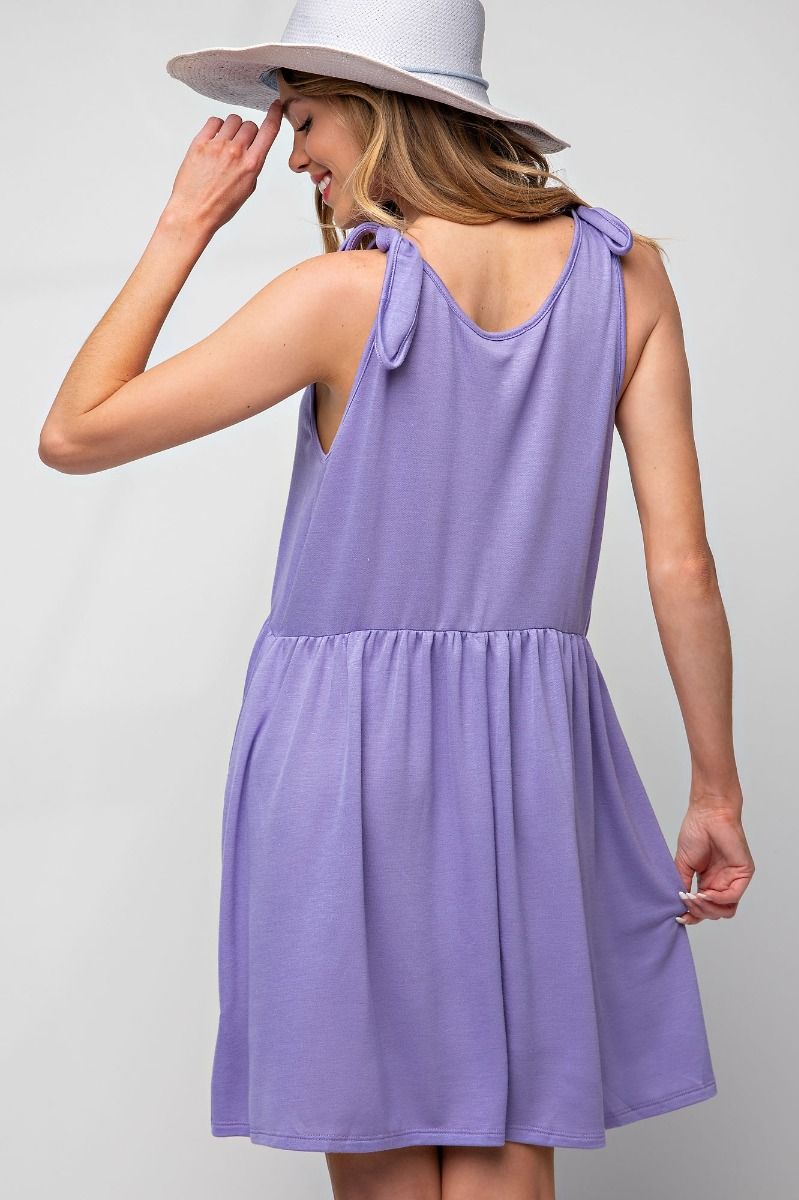 Easel Baby French Terry Ruffled Bottom Loose Fit U Neckline Dress - Roulhac Fashion Boutique