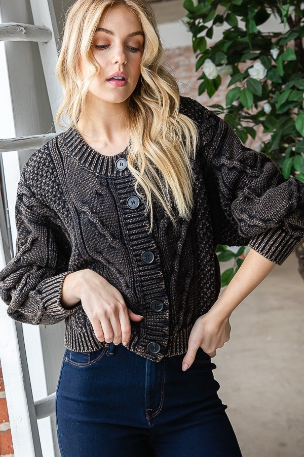 Oli & Hali Washed Sweater Cardigan Jacket