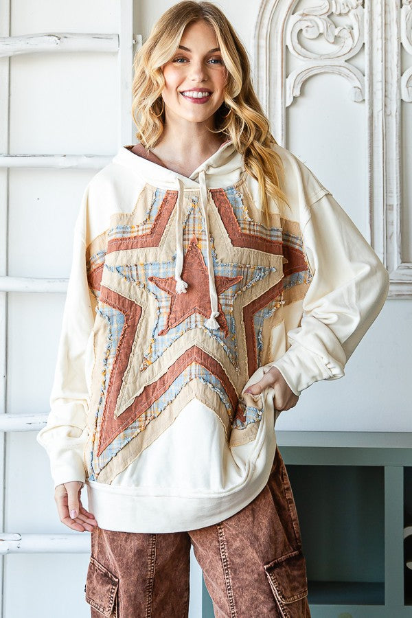 Oli & Hali Washed Star Patched Hoodie Jacket